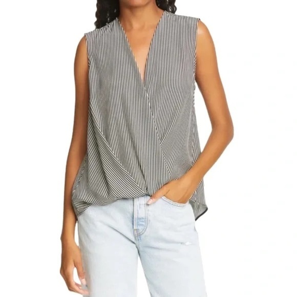 Rag and Bone Victor Silk Blouse in Black White Combo Size XS. - Picture 9 of 12